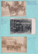 Postcards, Northampton, RPs (4), New Motor Ambulance , Horse-drawn Mail cart Dychurch St., Horse Bus