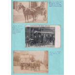 Postcards, Northampton, RPs (4), New Motor Ambulance , Horse-drawn Mail cart Dychurch St., Horse Bus