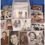 Postcards, Famous People, 200+ cards RPs, printed and artist drawn to include 14 signed (Mrs Harry