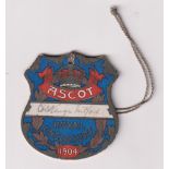 Horseracing, Royal Ascot, a Royal Enclosure card badge for 1904, in the name of Col. Kenyon Mitford,