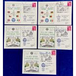 Football autographs, Leeds Utd, a selection of 5 signed Commemorative Covers inc. 2 European Fairs