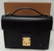 Designer Handbag, Louis Vuitton, a black satchel with detachable shoulder strap and keys (approx.