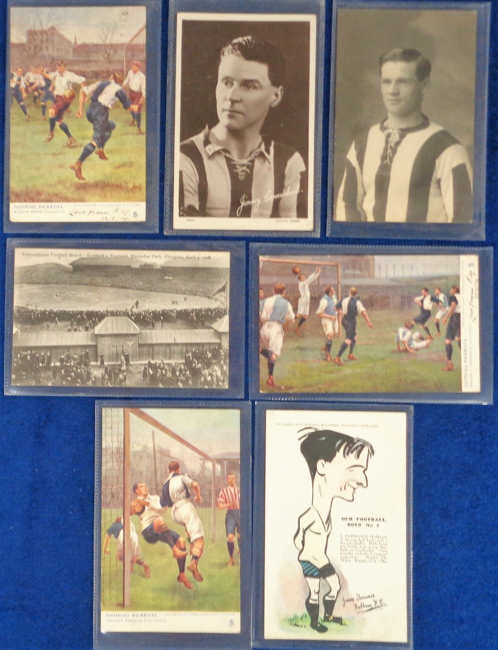 Postcards, Football, a selection of 7 football related cards, inc. RPs of Stan Charlton full back in