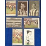 Postcards, Football, a selection of 7 football related cards, inc. RPs of Stan Charlton full back in