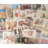 Postcards, Music, a good mixed age comic, illustrated children's and greeting selection comprising