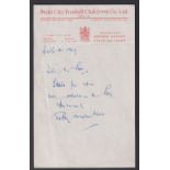 Football autograph, Stanley Mathews, Stoke City & England, Stoke City official headed letter