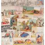 Postcards, Comic, a selection of 38 comic cards relating to transport with rail, motoring, aviation,