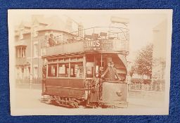 Postcard, Northampton, close-up of Tram, RP, c. 1910, Between Kingsley and St James, from the Alan