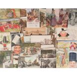 Postcards, Wales, a Carmarthenshire and Welsh Costume mix of approx. 100 cards, with RPs of Welsh