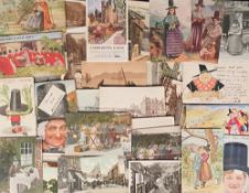 Postcards, Wales, a Carmarthenshire and Welsh Costume mix of approx. 100 cards, with RPs of Welsh