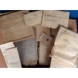 Miscellaneous Documents, large qty,. (100s) paper and vellum documents 18th to 20thC (gen gd)