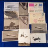 Postcards, Zeppelin and Autogiro, postcards to include flown RP of Graff Zeppelin ground crew with