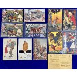 Postcards, Military, a set of 6 anti-Kaiser cards depicted as 'Aesop's Fables' illustrated by