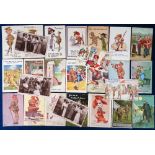 Postcards, Military Comic, a comic collection of approx. 29 cards of 'The Territorials', artists