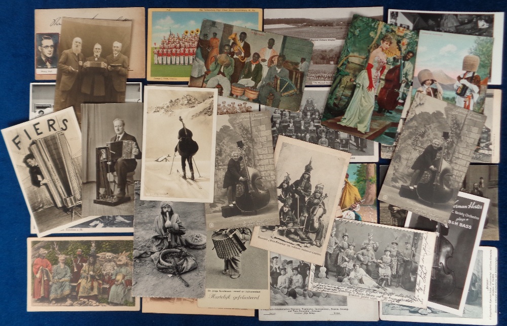 Postcards, Music, an interesting broad selection of approx. 77 cards of instrumentalists and