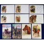 Postcards, Military, a mixed Harry Payne illustrated selection of 10 cards, inc. early British