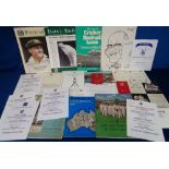 Cricket autographs, selection of signed items inc. menus, letters etc., many from the Alan Hill