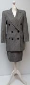 Escada by Margaretha Ley wool skirt and long line jacket suit in fine black and light grey check (