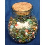 Marbles, a glass jar full of 100s marbles (gd) BUYER TO ARRANGE COLLECTION