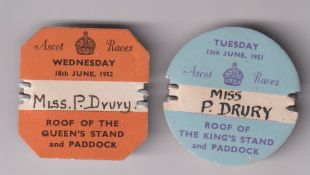 Horseracing, Royal Ascot, two badges, a circular b