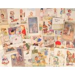 Postcards, children, an illustrated selection of a