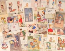 Postcards, children, an illustrated selection of a