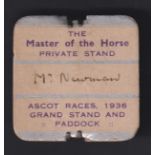 Horseracing, Royal Ascot, a square shaped badge fo