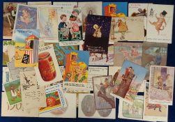 Postcards, a comic, year dates and children's art