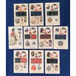 Postcards, Military, a part set (10/12) of uniform