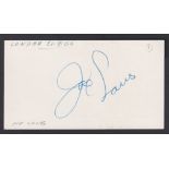 Boxing autograph, Joe Louis, USA, 'The Brown Bombe