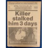 Entertainment, John Lennon, scarce Daily News Tonight Newspaper, 10th December 1980 with 16 page