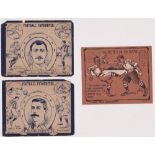 Trade cards, Football, 6 early cards, three large size artist drawn cards, The London Drapery Co,