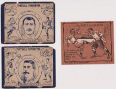 Trade cards, Football, 6 early cards, three large size artist drawn cards, The London Drapery Co,