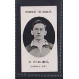 Cigarette card, Taddy, Prominent Footballers (No Footnote), Durham City, type card, C Cranmer (