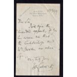 Autographs, Literary signatures, hand written on letters, of John Galsworthy, novelist 1867-1933.