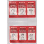 Cigarette cards, J R Freeman, Football Challenge (set, 33 cards all in un-cut strips of 3) (vg)