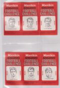 Cigarette cards, J R Freeman, Football Challenge (set, 33 cards all in un-cut strips of 3) (vg)