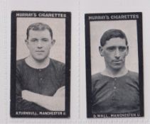 Cigarette cards, Murray's, Footballers, Series H, 2 cards, A Turnbull & G Wall both Manchester