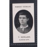 Cigarette card, Taddy, Prominent Footballers (No Footnote), Durham City, type card, T Rowland (