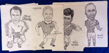 Football, a collection of 49 large Football Caricatures with images by Mike Taylor approx. 42cm x