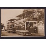 Postcard, Australia, RP, Hobart Double Tram cars to the GPO (vg)