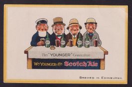 Postcard, Advertising, Wm. Younger Scotch Ale, caricature style design, pu 1933 (gd/vg)