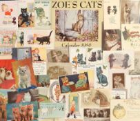 Postcards, Cats, a collection of approx. 40 cat related cards, artist drawn, photographic, Christmas