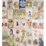 Postcards, a collection of 90+ Good Luck cards inc. Horseshoes, Heather, Black Cats, Wishbone, etc