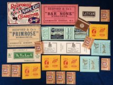 Tobacco advertising, Redford's, a collection of advertising items inc. packets, labels, counter