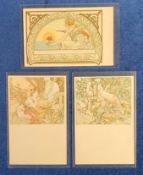 Postcards, Art Nouveau, a good selection of 3 cards illustrated by Alphonse Mucha, depicting young