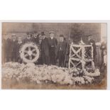 Postcard, Derbyshire, Funeral of Mining Disaster, outside Blackwell Church, wreaths and flowers (