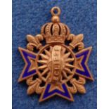 Horseracing, Sandown, 'Eclipse' members badge for 1886, blue enamel decoration with crown to top (