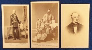 Photographs, Cartes de Visite, Royalty, 3 cards to comprise 2 of King Wilhelm I King of Prussia