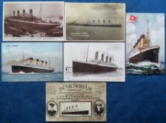 Postcards, Shipping, a Titanic selection of 6 cards, inc. 2 printed cards published by Salmon and